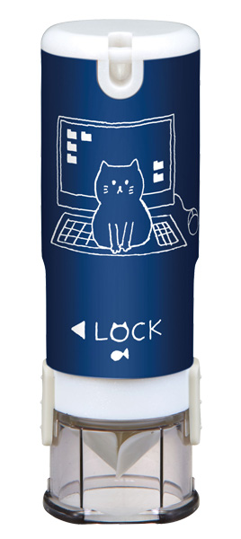 スケッチ柄猫 ブルー